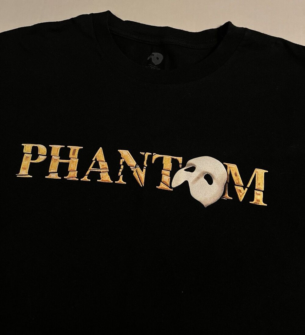 NEW Phantom Of The Opera OFFICIAL Broadway Show Mask Logo T-Shirt XL Black NYC